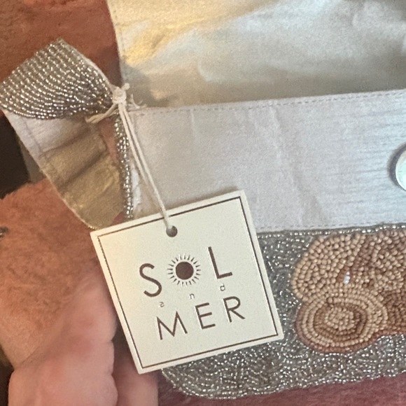 SOL and MER Beaded Baguette Shoulder Bag- silver and teddy bear. NWT. - Picture 4 of 5